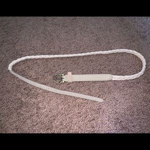 White/Cream Braided Skinny Belt